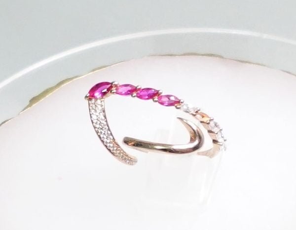 Anillo Ajustable Plata Rosa Rubies