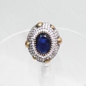 Anillo Grande Zafiro Central Circonita