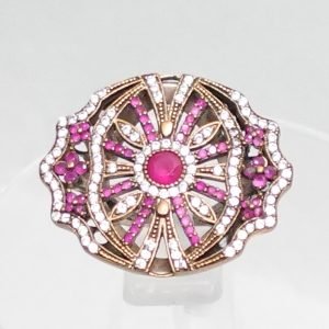 Anillo Indian Grande Flor Rubí Circonita