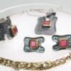 juegos anillo pendientes colgante plata vieja rubí avangarde