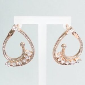 pendientes plata rosa torcidos circonitas