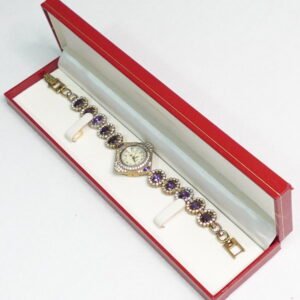 reloj de plata rombo amatista circonita